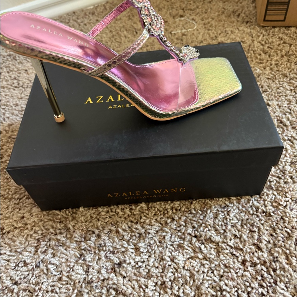 Azalea Wang Pink and Gold Heels